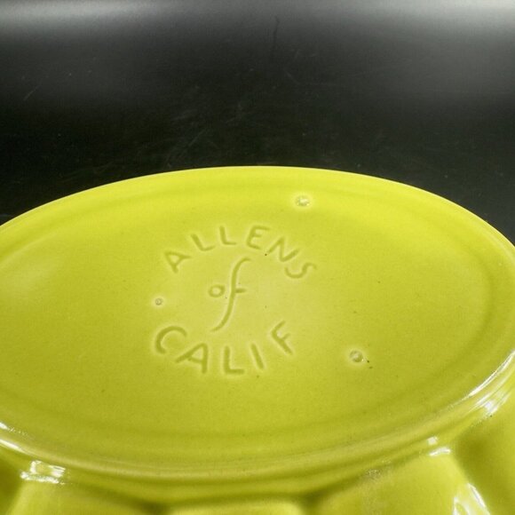 Vintage Allens of California Drip Glaze Green Sunrise Pottery Dish Bowl Planter - Picture 8 of 16
